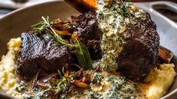 Slow-Braised Beef Short Ribs with Creamy Herb Sauce