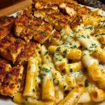 Spicy Cajun Chicken Rigatoni in Creamy Mozzarella Alfredo