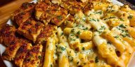 Spicy Cajun Chicken Rigatoni in Creamy Mozzarella Alfredo