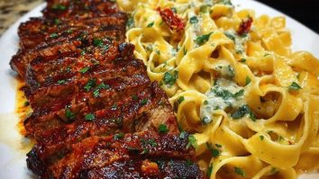 Spicy Cajun Steak with Parmesan Fettuccine Pasta