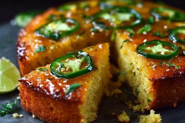 Spicy Sweet Jalapeño Cornbread with Zesty Lime Drizzle