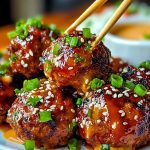 Sticky Korean BBQ Meatballs with Gochujang Glaze