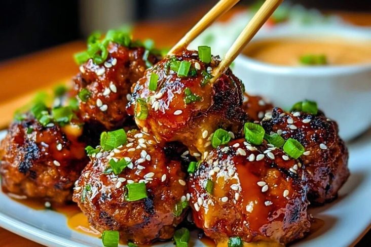 Sticky Korean BBQ Meatballs with Gochujang Glaze