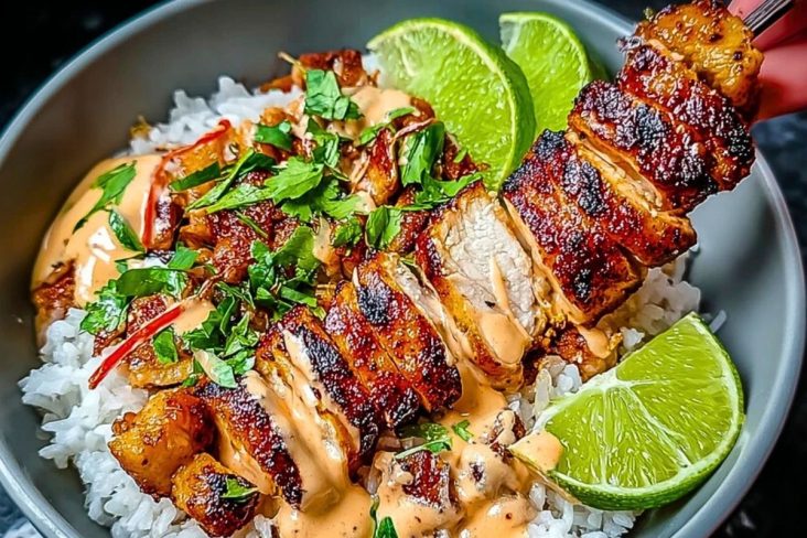 Sweet Chili Chicken Bowl with Coconut Lime Drizzle