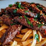 Sweet and Spicy Garlic Steak Pasta