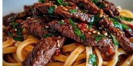 Sweet and Spicy Garlic Steak Pasta