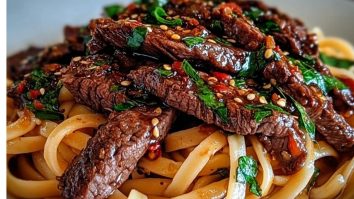 Sweet and Spicy Garlic Steak Pasta