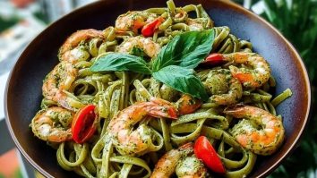 Thai Shrimp Basil Pesto Pasta