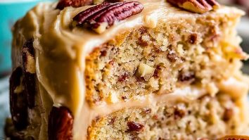 Buttery Pecan Cake with Brown Sugar Frosting