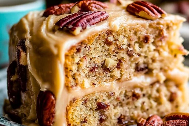 Buttery Pecan Cake with Brown Sugar Frosting