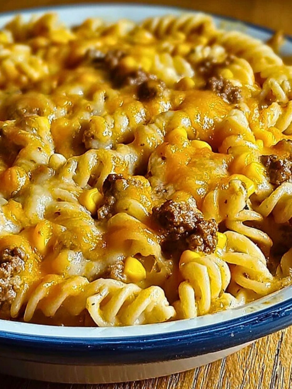 Cheesy Ranch Rotini Bake with Beef and Sweet Corn