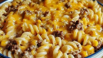Cheesy Ranch Rotini Bake with Beef and Sweet Corn