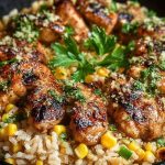 Chicken and Corn Skillet with Garlic Parmesan Rice