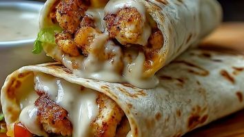 Cozy Cheesy Garlic Chicken Wraps