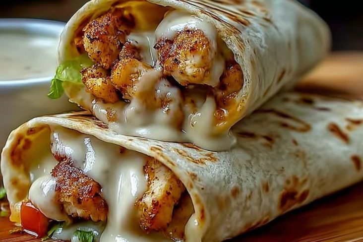 Cozy Cheesy Garlic Chicken Wraps