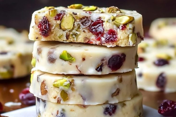 Cranberry Pistachio Shortbread Cookies