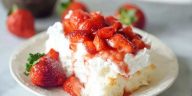 Light Angel Food Cake with Juicy Strawberries