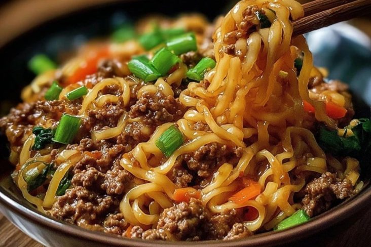 Mongolian Ground Beef Noodles