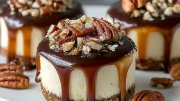 No Bake Turtle Mini Cheesecake