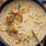 Creamy White Bean Mushroom Soup with Shell Pasta