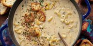 Creamy White Bean Mushroom Soup with Shell Pasta