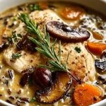 Wild Rice Chicken Soup with Roasted Mushrooms