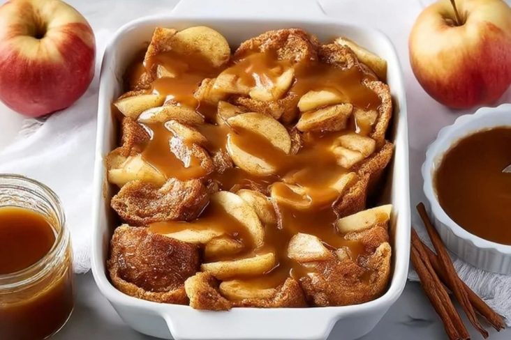Caramel Apple Stuffed French Toast Casserole