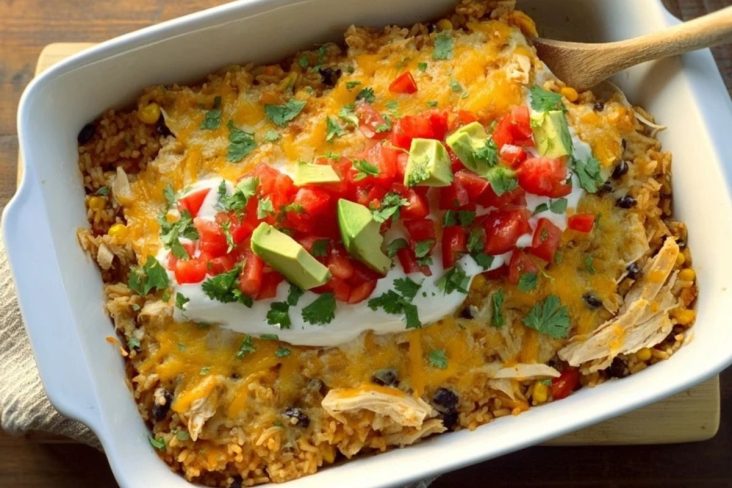 Creamy Mexican Rice & Chicken Dinner Casserole